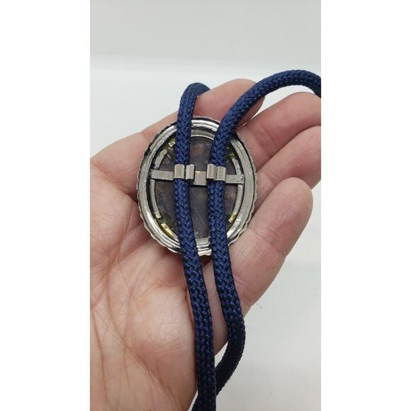 Vintage Native Bolo Tie Made In USA Southwest Large Jasper Gemstone - Picture 13 of 14
